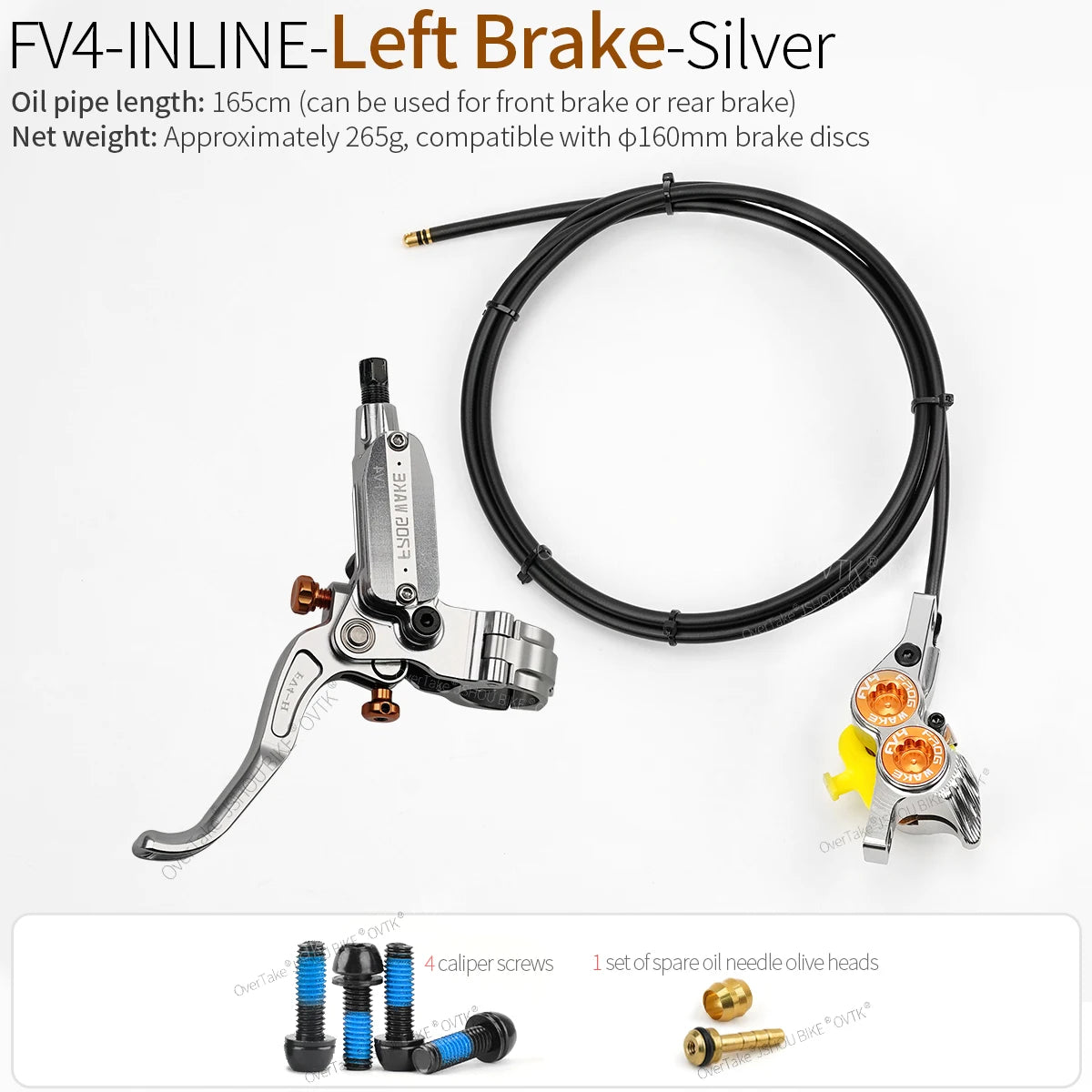 FROGWAKE FV4 4‑piston hydraulic disc brake — split‑type internal‑cable MTB brake system with inline radial levers and high‑performance calipers; premium mountain bike parts