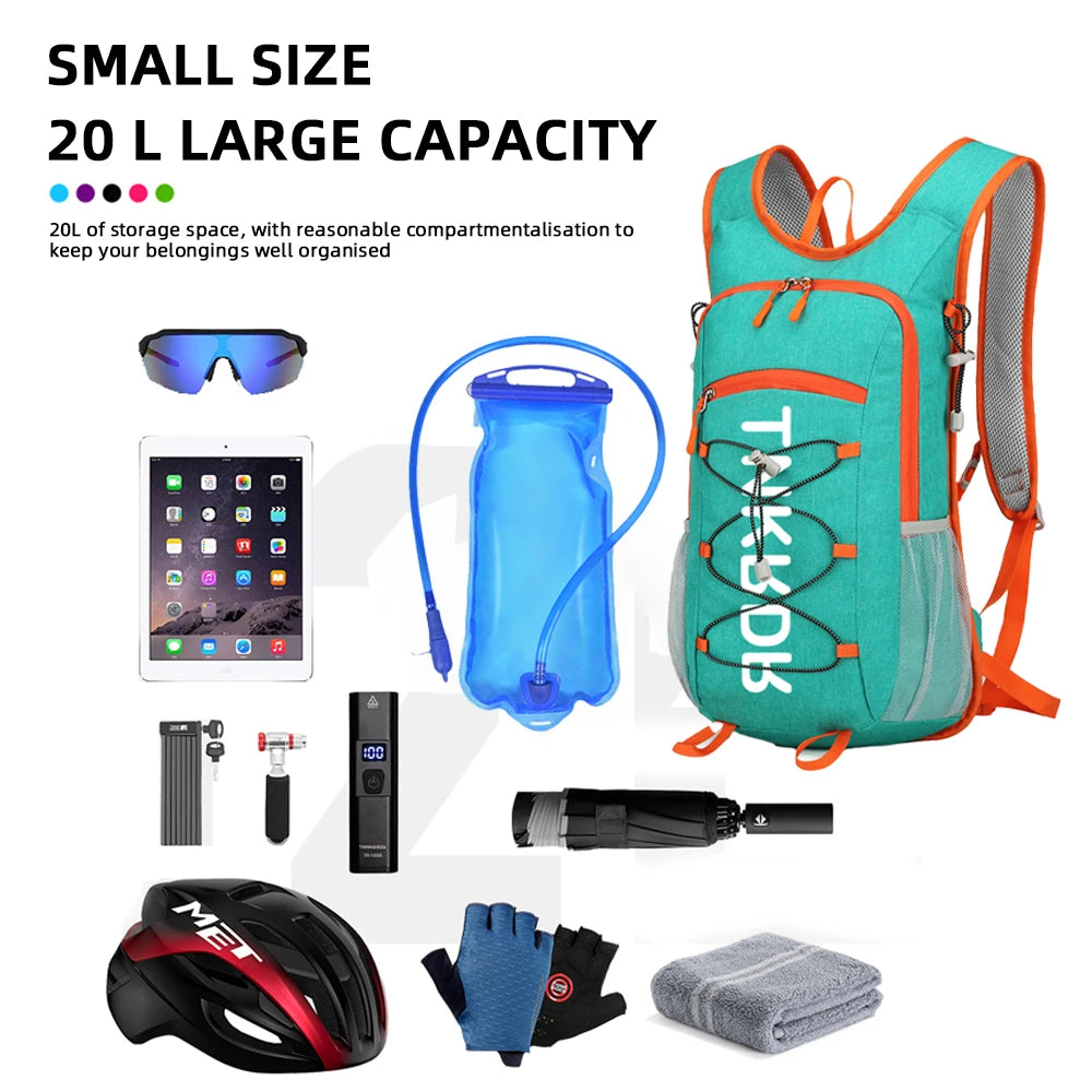 20 L lightweight hydration backpack — running daypack with 2 L water bladder for cycling and hiking