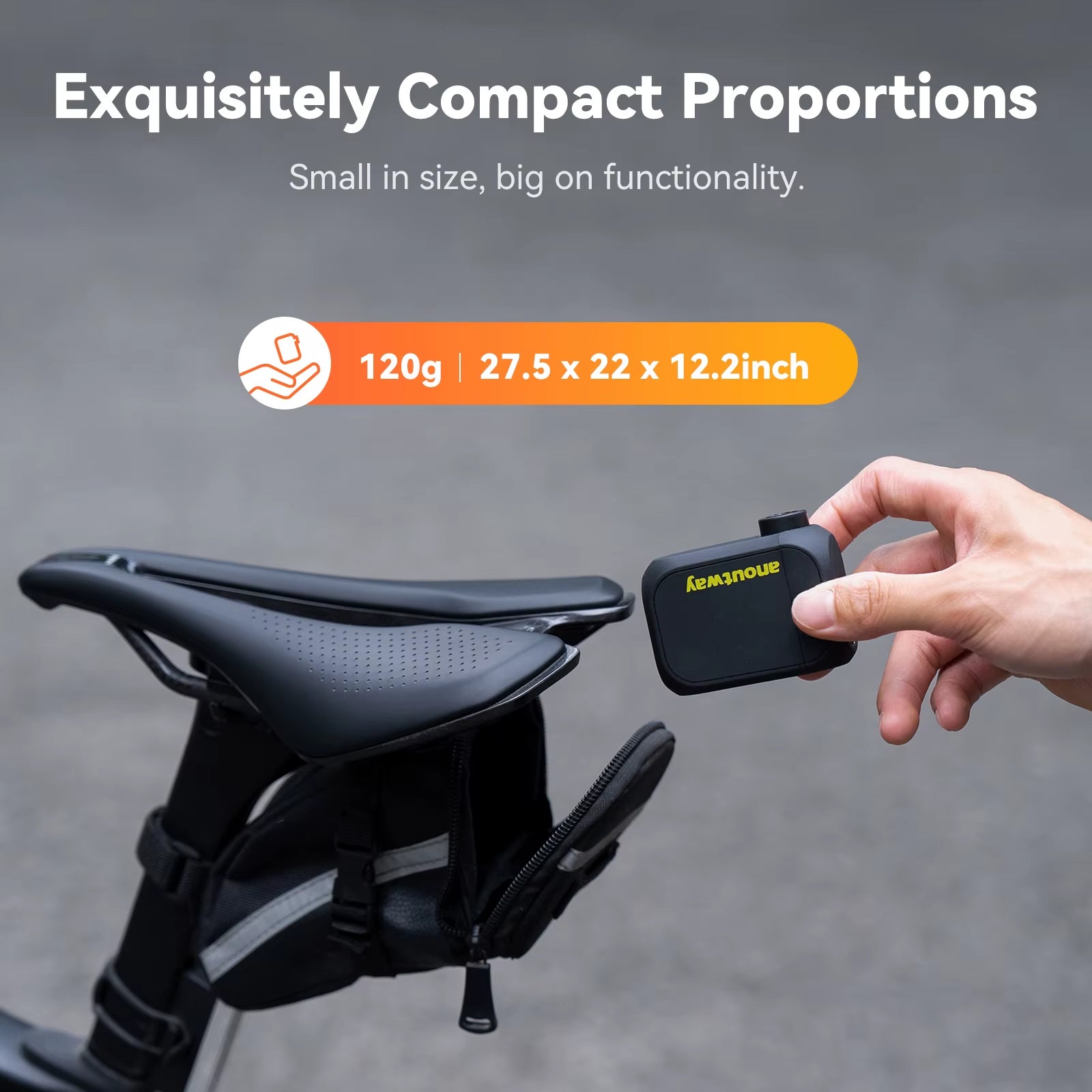 AT1 Pro Mini Electric Pump for Bike Cordless Tire Inflator with Screen 25 Mins Fast Charging 120PSI Max 450Mah Battery