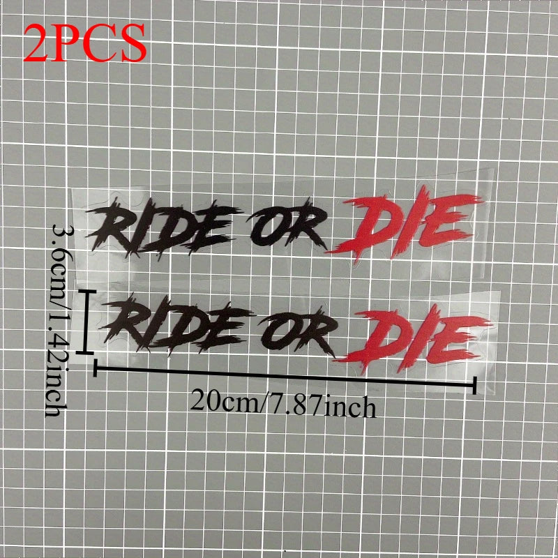 2PCS Ride or Die Motorcycle Helmet Stickers Waterproof for Motorbike Helmets Lenses Fuel Tank Bicycle Scooter Vinyl Decals