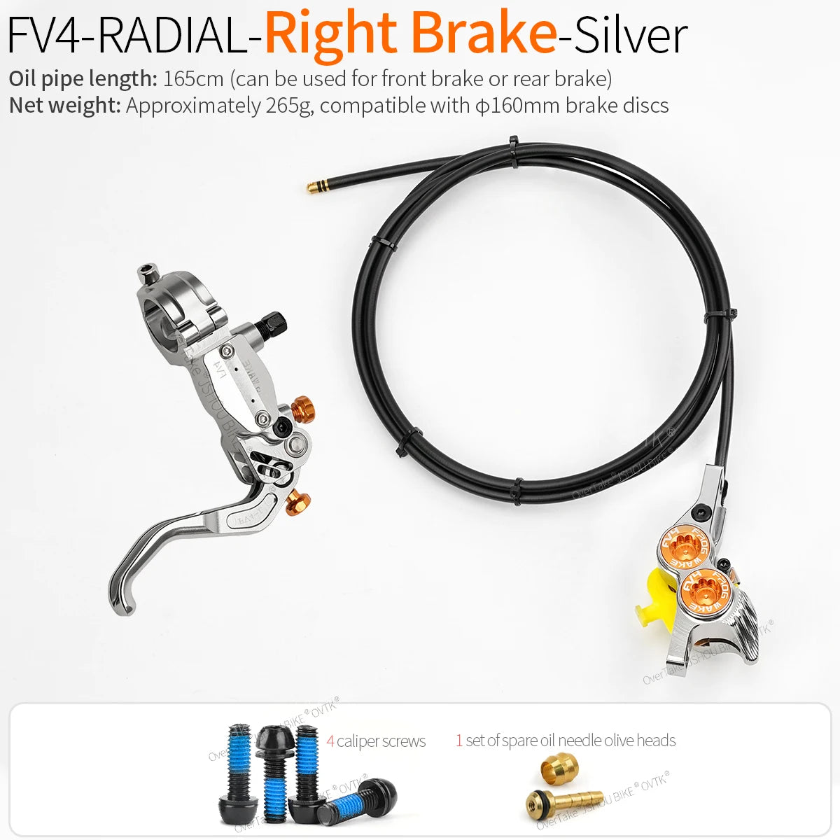 FROGWAKE FV4 4‑piston hydraulic disc brake — split‑type internal‑cable MTB brake system with inline radial levers and high‑performance calipers; premium mountain bike parts