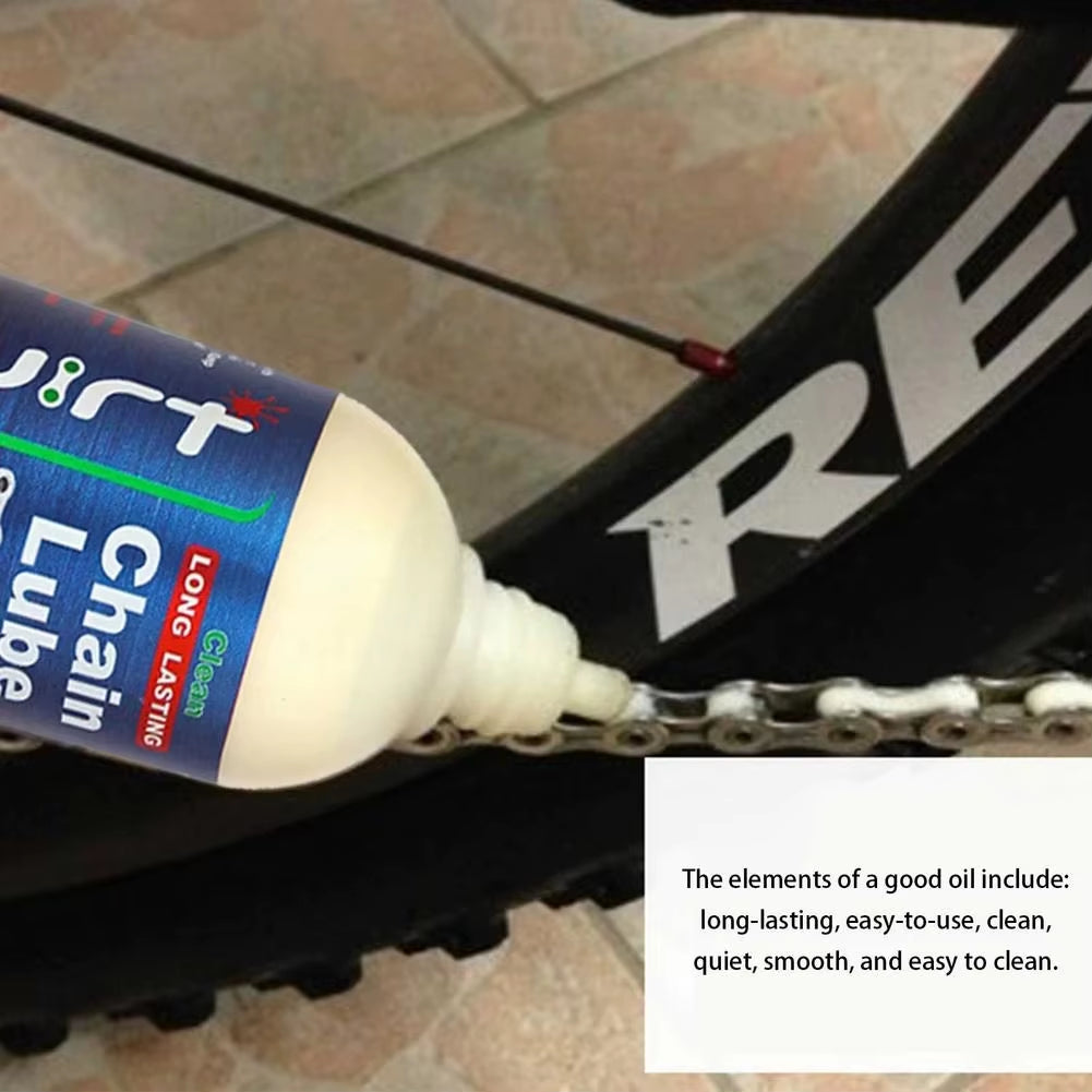 120 ml bicycle chain waxy maintenance oil — dry wax lube for MTB and road bikes; suitable for chain, gear, fork, and flywheel lubrication; essential bike accessory