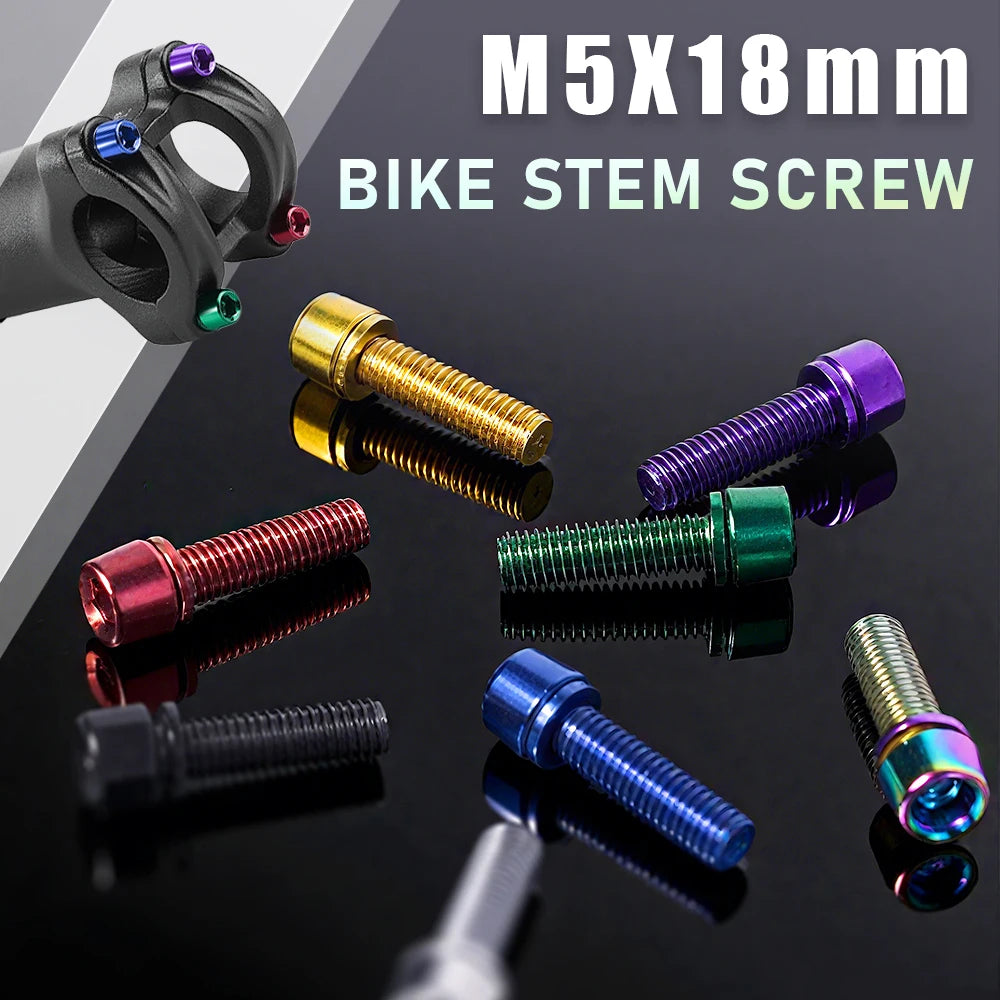 6/8‑pcs M5×18 mm bike stem screws — alloy‑steel bolts with 4 mm Allen heads for MTB/road bicycle handlebar stems; durable replacement parts
