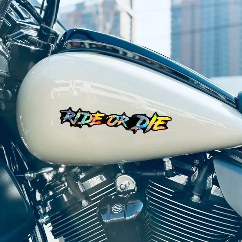 2PCS Ride or Die Motorcycle Helmet Stickers Waterproof for Motorbike Helmets Lenses Fuel Tank Bicycle Scooter Vinyl Decals