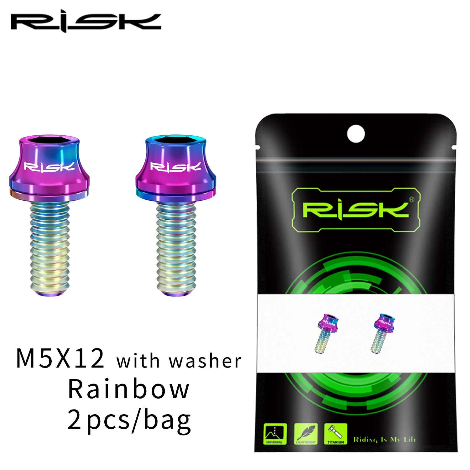 M5×12 mm titanium bottle‑cage bolts — lightweight Ti screws for road/MTB water bottle holders, air‑pump mounts, and accessory fixing points