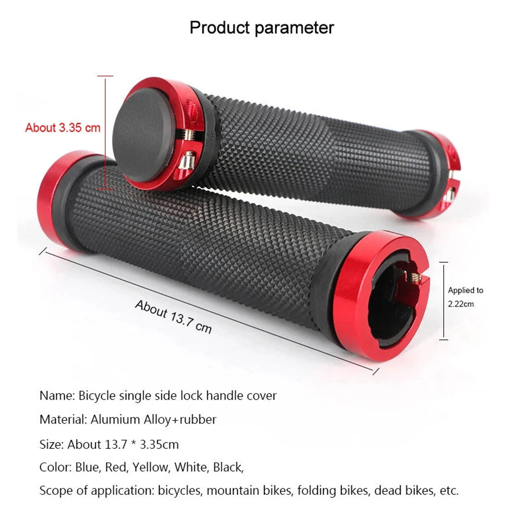 Bicycle lock‑on rubber grips — anti‑slip MTB/mountain bike handlebar grips with alloy lock cuffs; durable ergonomic BMX cycling accessories