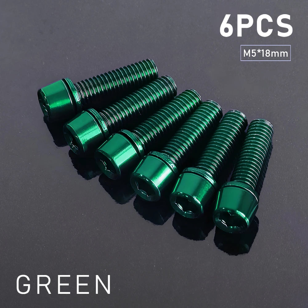 6/8‑pcs M5×18 mm bike stem screws — alloy‑steel bolts with 4 mm Allen heads for MTB/road bicycle handlebar stems; durable replacement parts