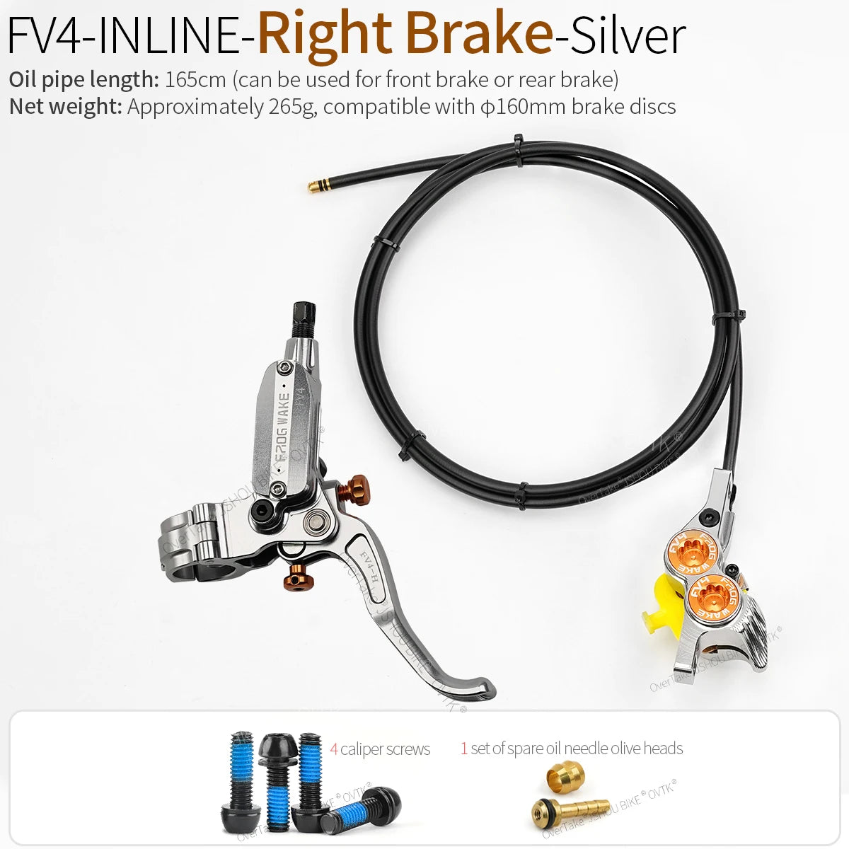 FROGWAKE FV4 4‑piston hydraulic disc brake — split‑type internal‑cable MTB brake system with inline radial levers and high‑performance calipers; premium mountain bike parts