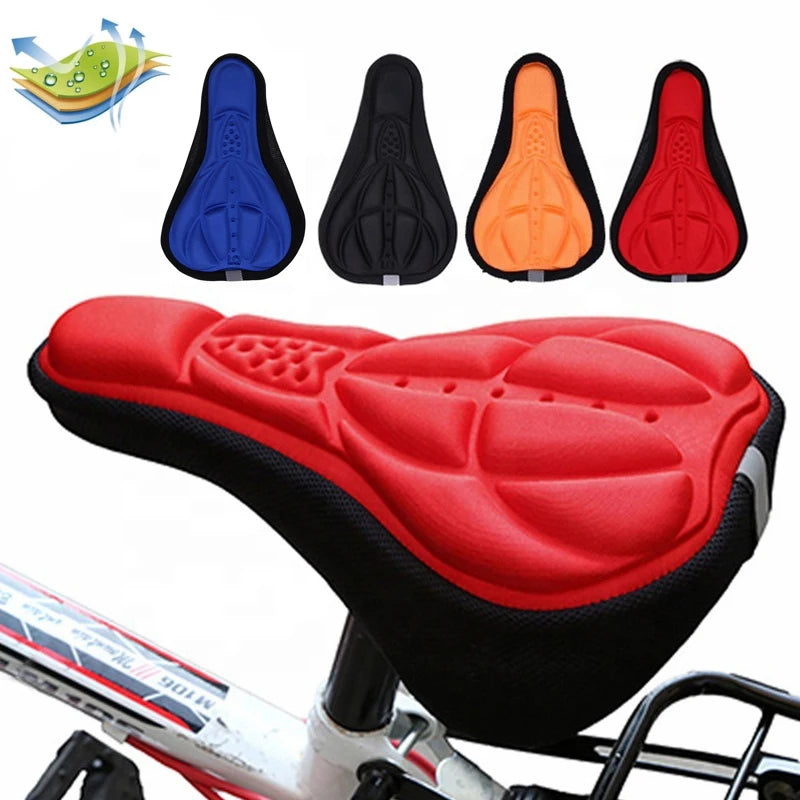 Bicycle Saddle 3D Soft Cycling Seat Cover MTB Mountain Bike Thickene Sponge Pad Outdoor Breathable Cushion 28X16Cm 4 Colors