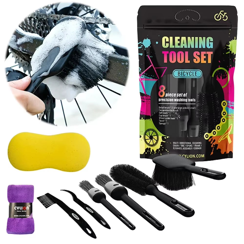 Bike Cleaning Tool Set Brush Kit for Mountain Road City BMX and Folding Bicycle Maintenance