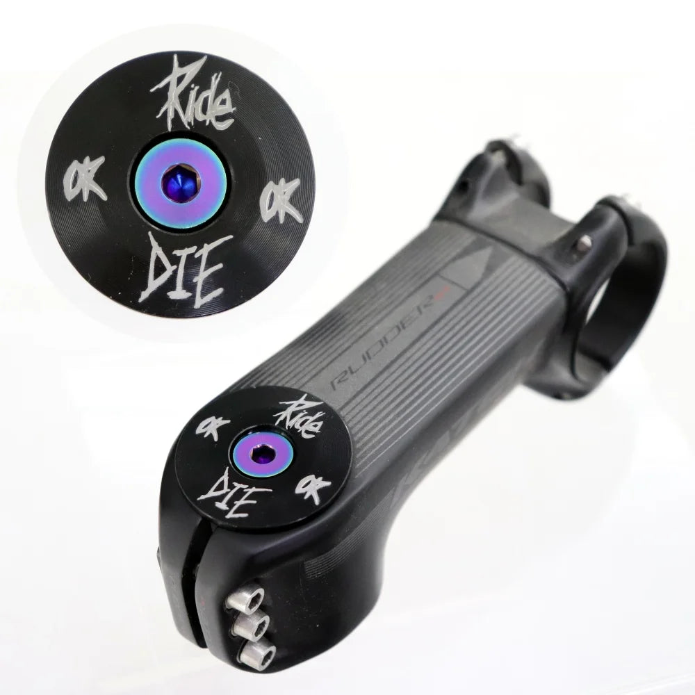 Ride or Die Bicycle Headset Top Cap W/ M6*30Mm Titanium Screw for 1-1/8" Front Fork Aluminium Alloy Stem Top Cover