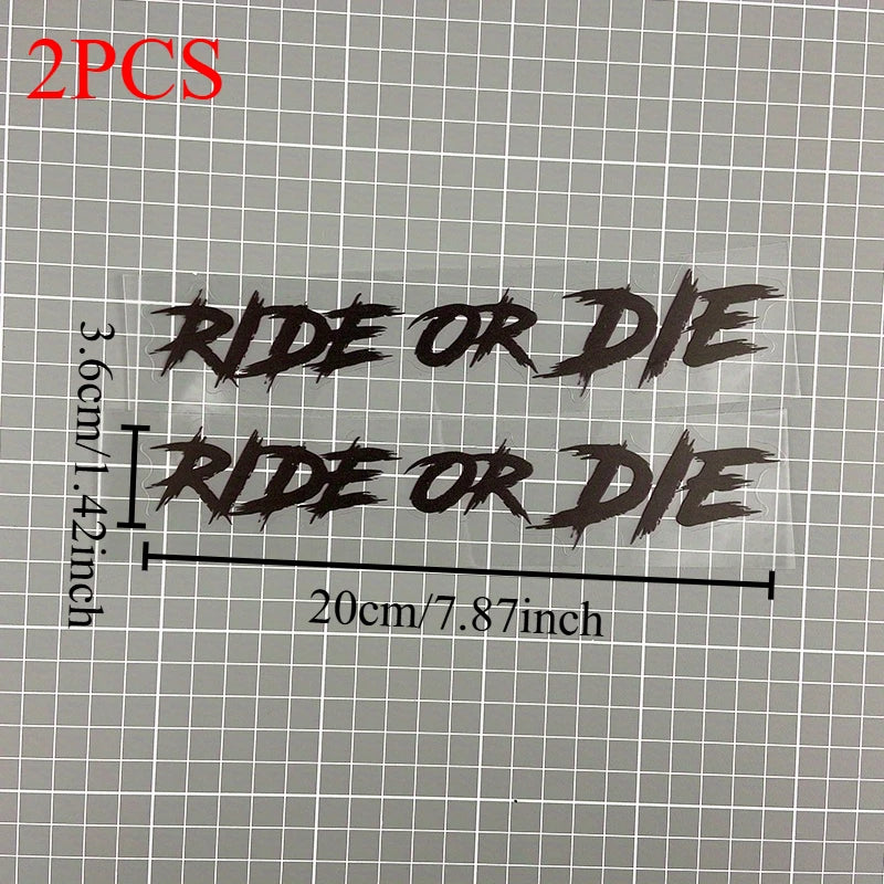 2PCS Ride or Die Motorcycle Helmet Stickers Waterproof for Motorbike Helmets Lenses Fuel Tank Bicycle Scooter Vinyl Decals