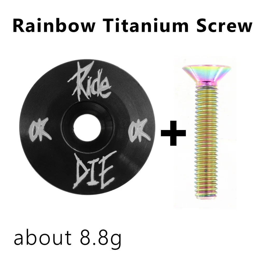 Ride or Die Bicycle Headset Top Cap W/ M6*30Mm Titanium Screw for 1-1/8" Front Fork Aluminium Alloy Stem Top Cover