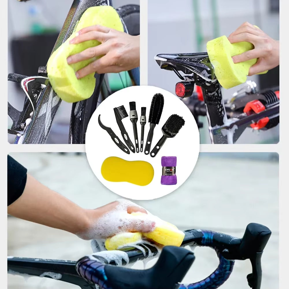 Bike Cleaning Tool Set Brush Kit for Mountain Road City BMX and Folding Bicycle Maintenance