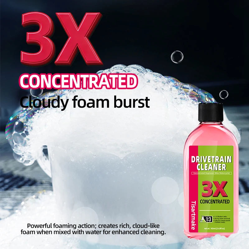 100 ml bike drivetrain cleaner — liquid degreaser spray for bicycle chain cleaning and maintenance; effective bike chain and drivetrain degreaser