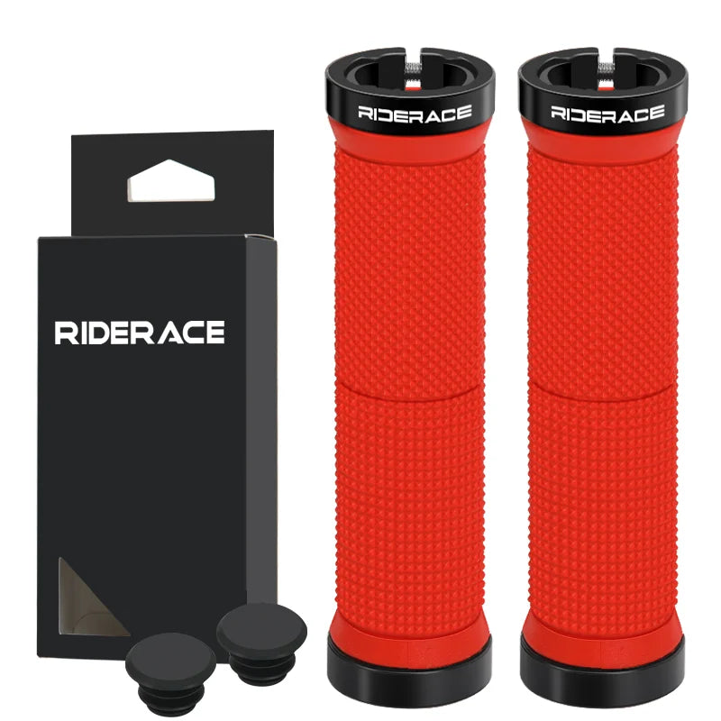 Lock‑on bicycle handlebar grips — shockproof, non‑slip ergonomic MTB mountain bike grips with durable rubber construction; comfortable cycling handlebar covers