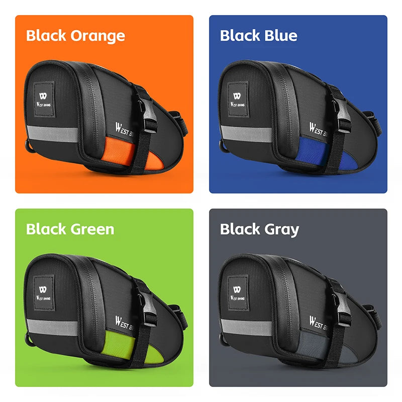 Portable Bike Tail Bag 1.2L Reflective Cycling Bag Ultralight Waterproof Bike Saddle Bag MTB Road Bike Accessories