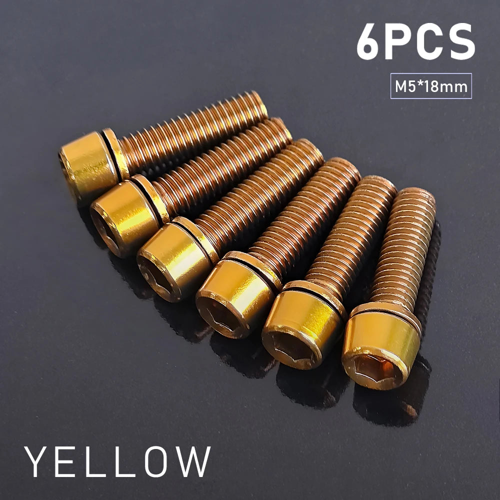 6/8‑pcs M5×18 mm bike stem screws — alloy‑steel bolts with 4 mm Allen heads for MTB/road bicycle handlebar stems; durable replacement parts