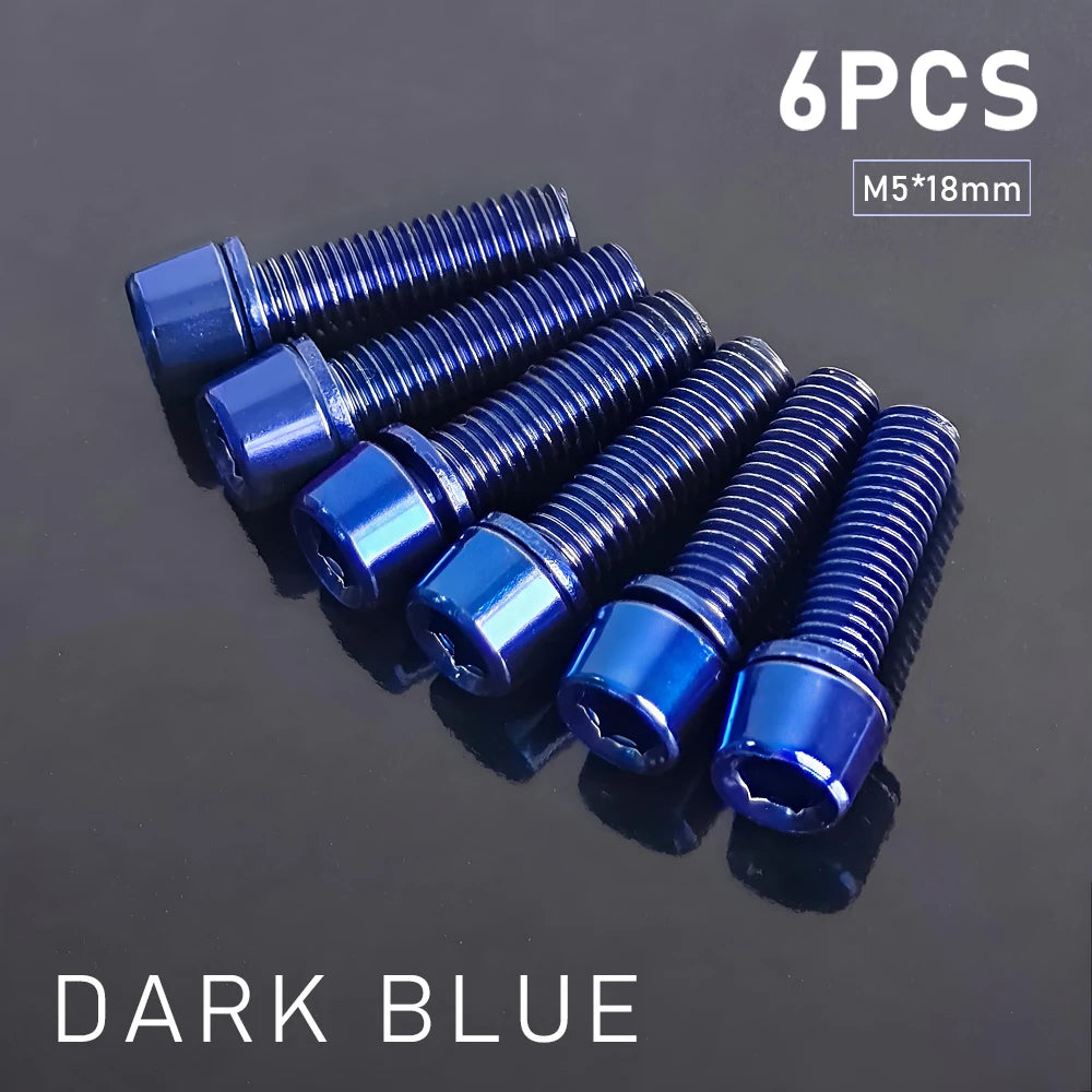 6/8‑pcs M5×18 mm bike stem screws — alloy‑steel bolts with 4 mm Allen heads for MTB/road bicycle handlebar stems; durable replacement parts