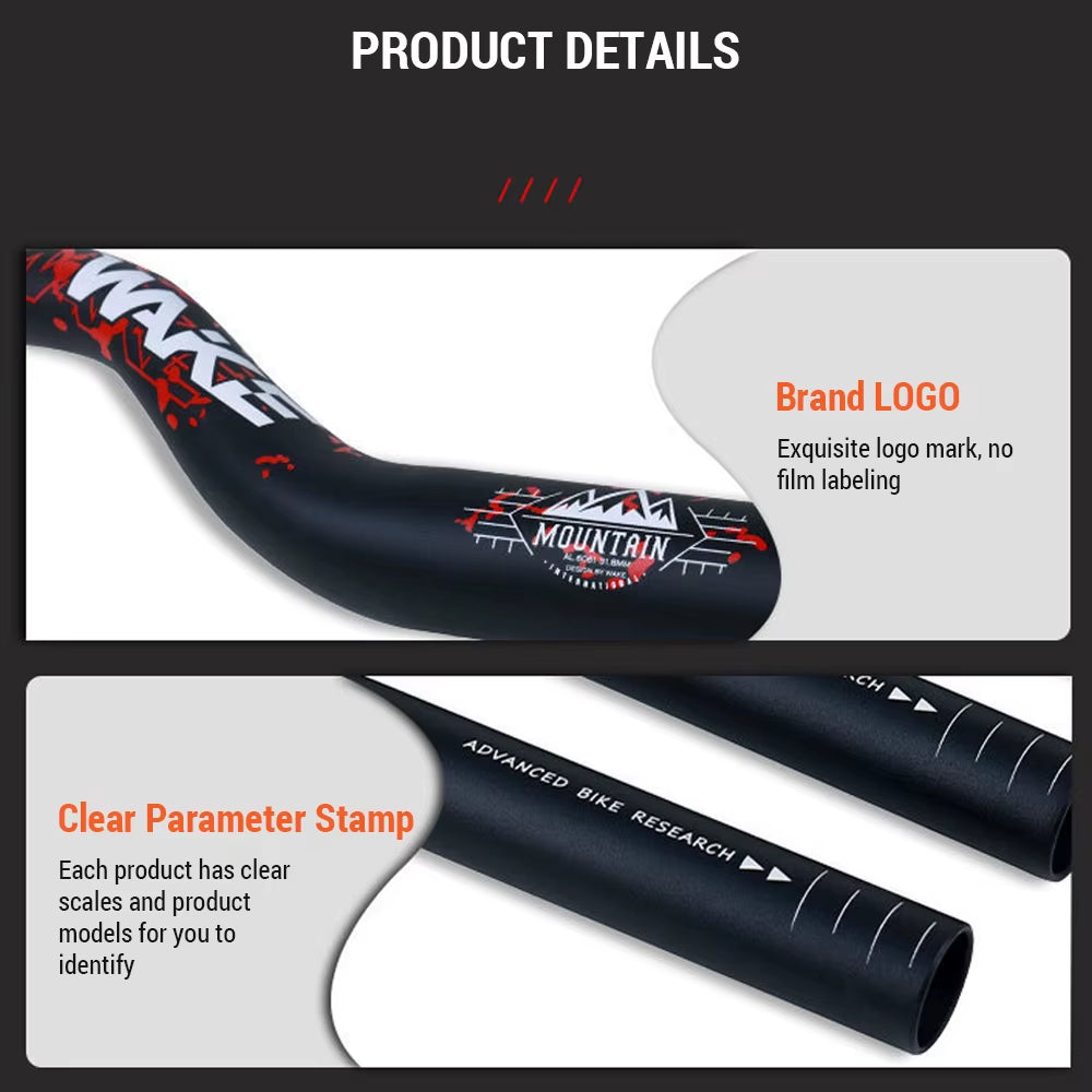 Wake 31.8MM Mountain Bike Handlebar Aluminum Alloy Bicycle Riser Handlebar 55MM Rise 780MM Length Bicycle Bar with Matte Surface