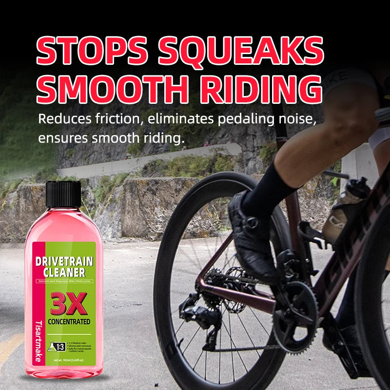 100 ml bike drivetrain cleaner — liquid degreaser spray for bicycle chain cleaning and maintenance; effective bike chain and drivetrain degreaser