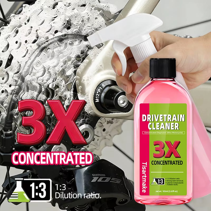 100 ml bike drivetrain cleaner — liquid degreaser spray for bicycle chain cleaning and maintenance; effective bike chain and drivetrain degreaser