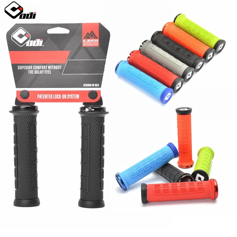 Lock‑on bicycle grips for MTB — aluminum alloy + silica‑gel handlebar covers; secure, comfortable road and mountain bike grips; essential cycling accessories