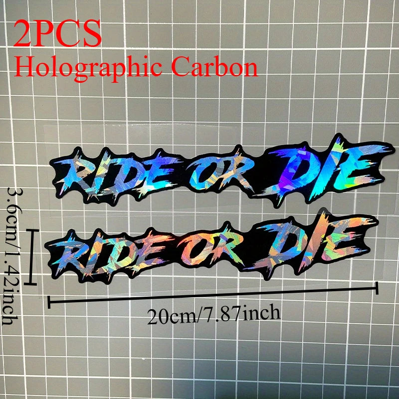 2PCS Ride or Die Motorcycle Helmet Stickers Waterproof for Motorbike Helmets Lenses Fuel Tank Bicycle Scooter Vinyl Decals