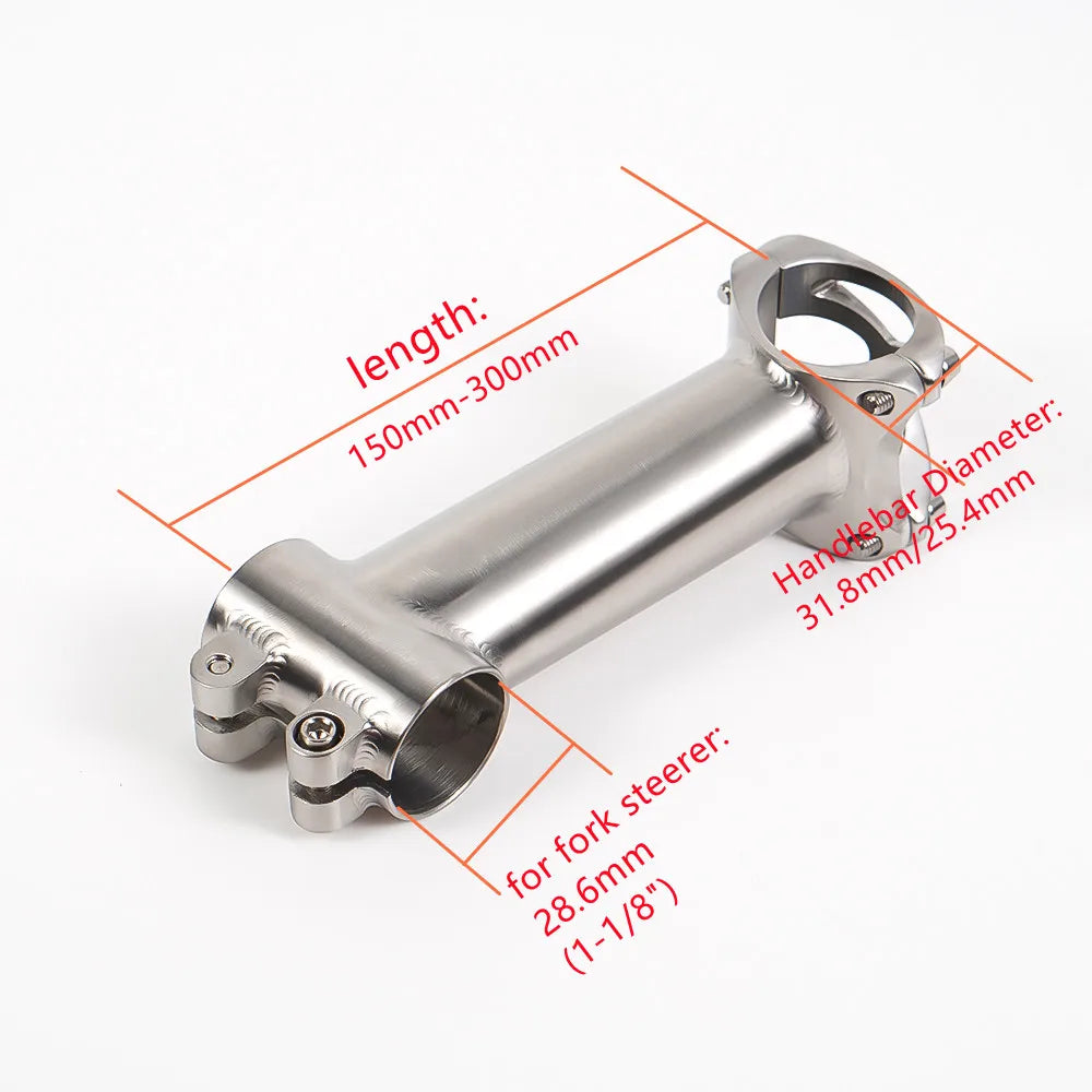 CNC MTB power stem — 1‑1/8" titanium bicycle stem for mountain, road, and BMX bikes; fits 25.4 mm / 31.8 mm handlebars; premium Ti cycling accessory