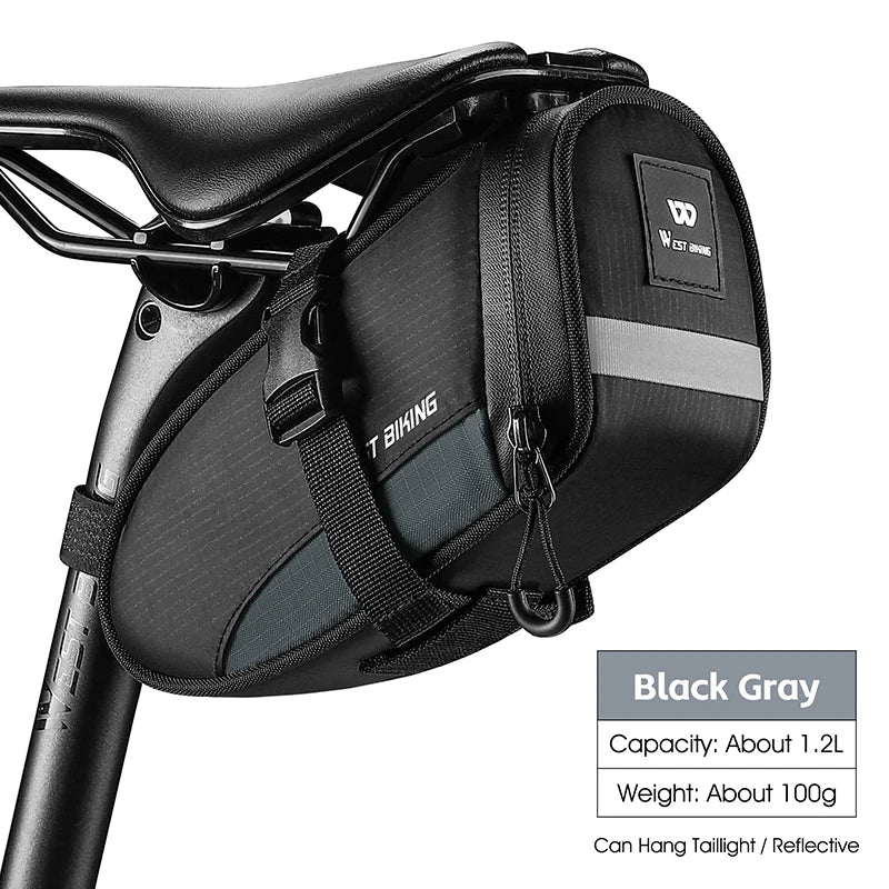 Portable Bike Tail Bag 1.2L Reflective Cycling Bag Ultralight Waterproof Bike Saddle Bag MTB Road Bike Accessories