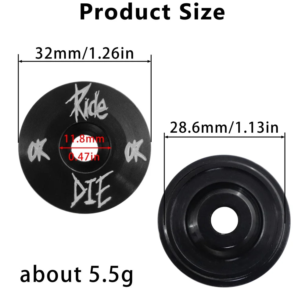 Ride or Die Bicycle Headset Top Cap W/ M6*30Mm Titanium Screw for 1-1/8" Front Fork Aluminium Alloy Stem Top Cover