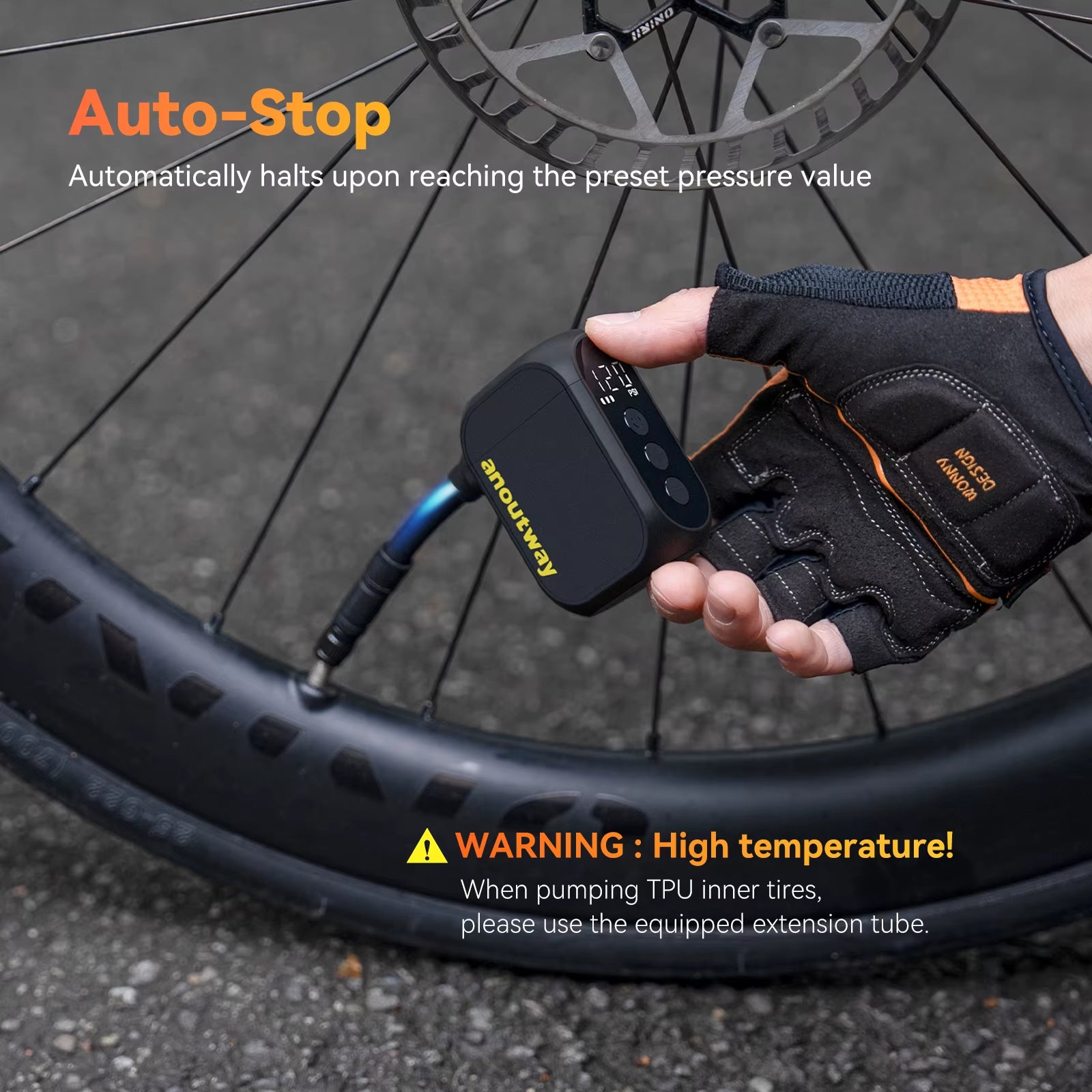 AT1 Pro Mini Electric Pump for Bike Cordless Tire Inflator with Screen 25 Mins Fast Charging 120PSI Max 450Mah Battery