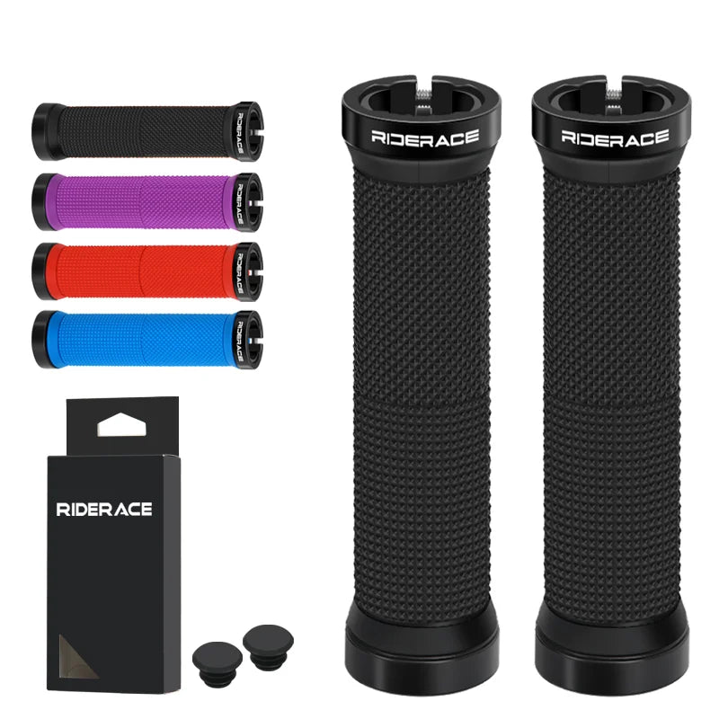 Lock‑on bicycle handlebar grips — shockproof, non‑slip ergonomic MTB mountain bike grips with durable rubber construction; comfortable cycling handlebar covers