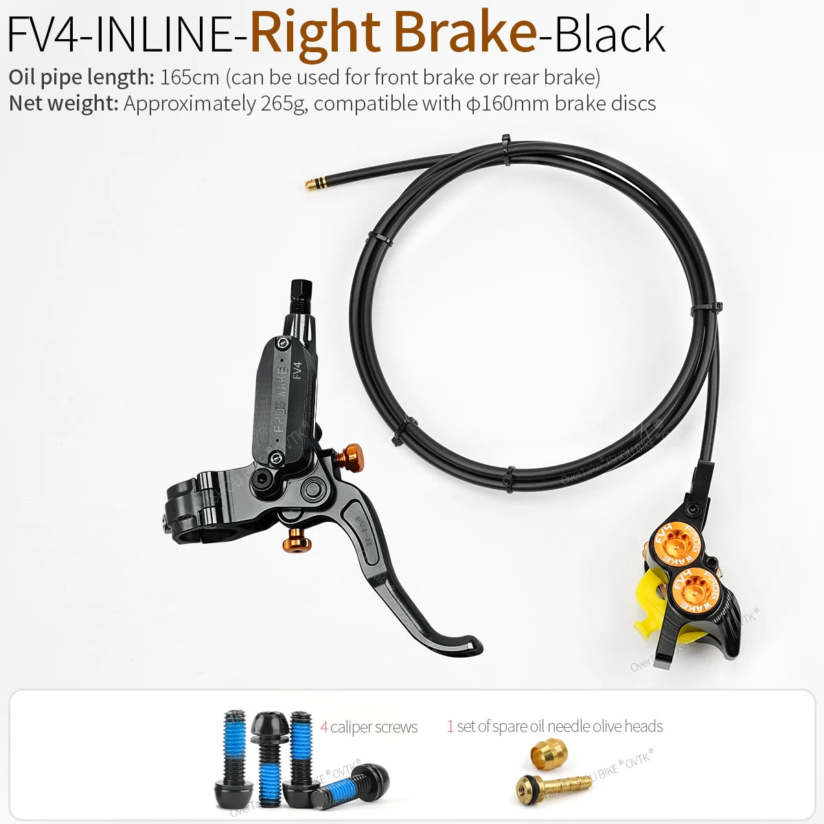 FROGWAKE FV4 4‑piston hydraulic disc brake — split‑type internal‑cable MTB brake system with inline radial levers and high‑performance calipers; premium mountain bike parts
