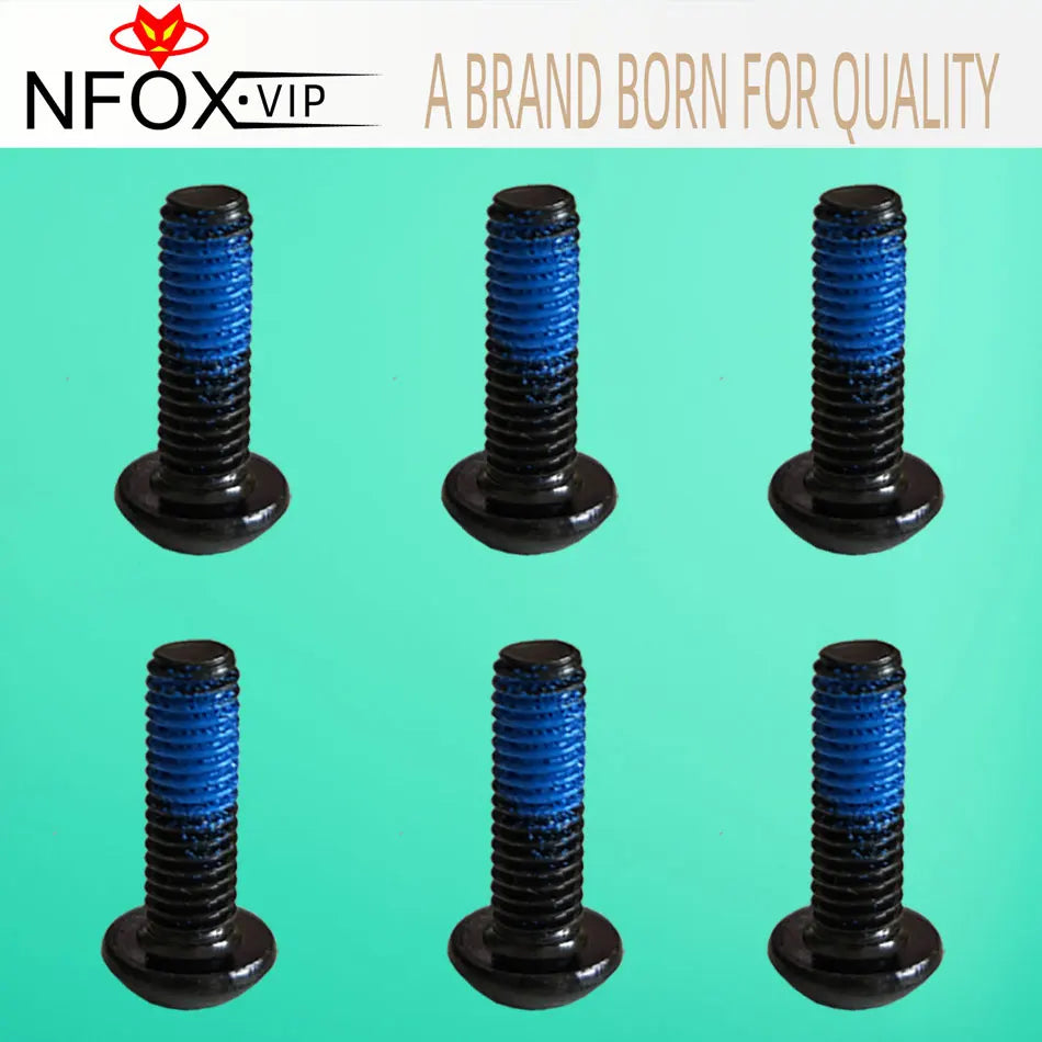 NFOX stainless‑steel T25 M5×16 mm brake disc screws — lengthened MTB/road bicycle rotor bolts; available in 6‑ or 12‑piece universal sets