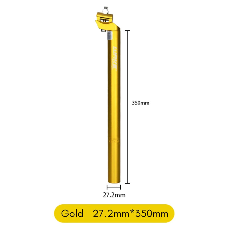 350 mm Gold Aluminum Seatpost — 28.6 mm Folding Bike Post, 27.2/31.6 mm MTB Option