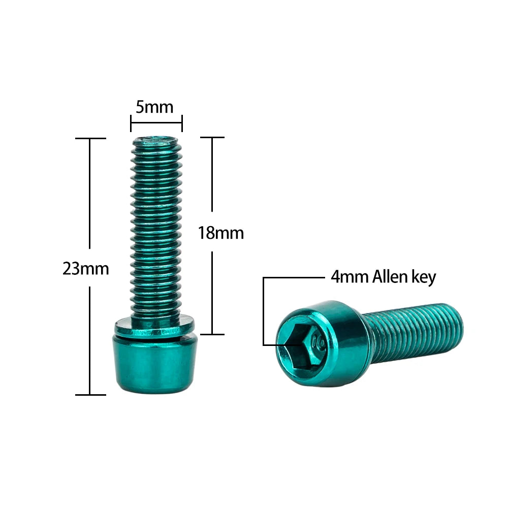 6‑piece MTB/road bike stem bolt set — M5×18 mm and M6×18 mm handlebar stem riser screws with matching washers; durable replacement bicycle hardware