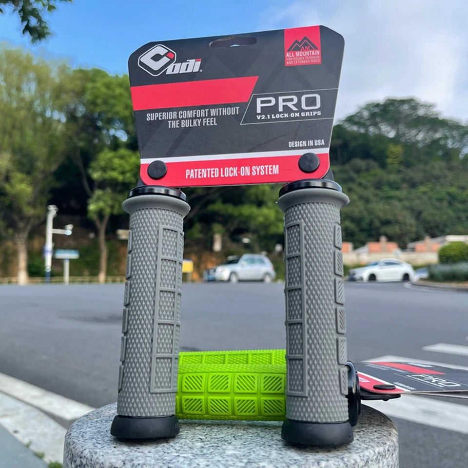 Lock‑on bicycle grips for MTB — aluminum alloy + silica‑gel handlebar covers; secure, comfortable road and mountain bike grips; essential cycling accessories