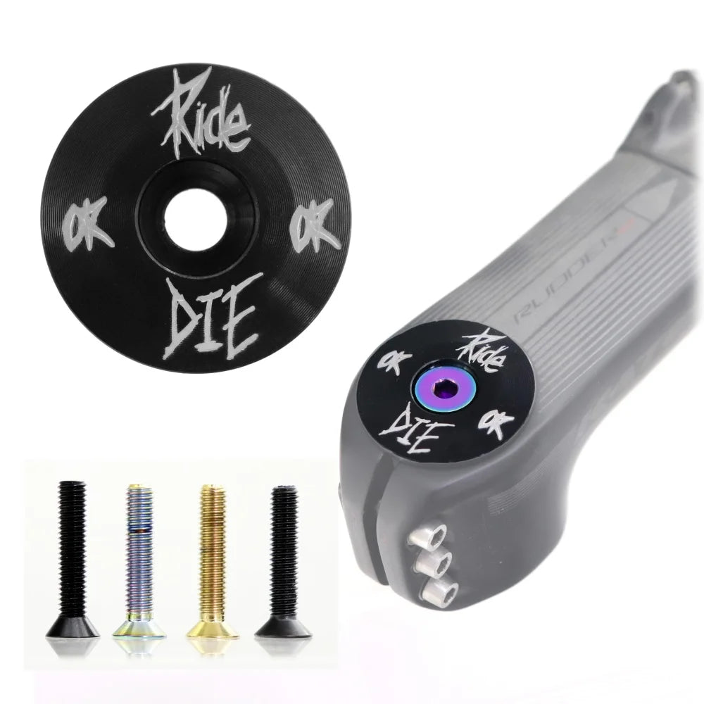 Ride or Die Bicycle Headset Top Cap W/ M6*30Mm Titanium Screw for 1-1/8" Front Fork Aluminium Alloy Stem Top Cover