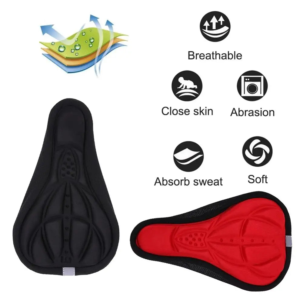 Bicycle Saddle 3D Soft Cycling Seat Cover MTB Mountain Bike Thickene Sponge Pad Outdoor Breathable Cushion 28X16Cm 4 Colors