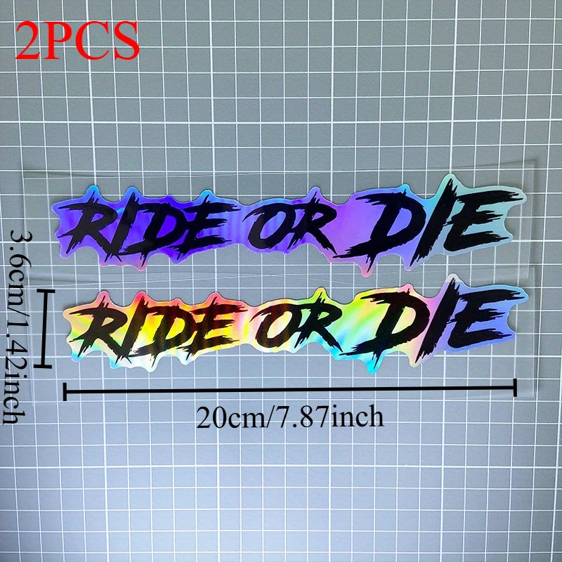 2PCS Ride or Die Motorcycle Helmet Stickers Waterproof for Motorbike Helmets Lenses Fuel Tank Bicycle Scooter Vinyl Decals