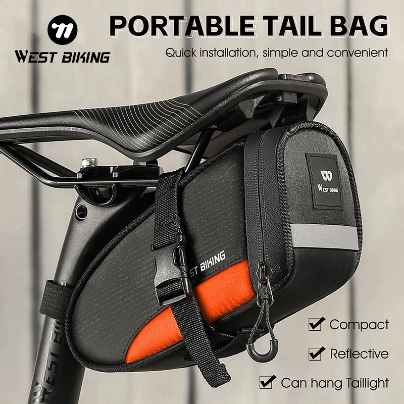 Portable Bike Tail Bag 1.2L Reflective Cycling Bag Ultralight Waterproof Bike Saddle Bag MTB Road Bike Accessories