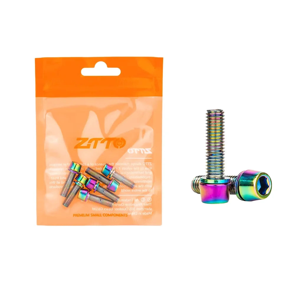 6‑piece MTB/road bike stem bolt set — M5×18 mm and M6×18 mm handlebar stem riser screws with matching washers; durable replacement bicycle hardware