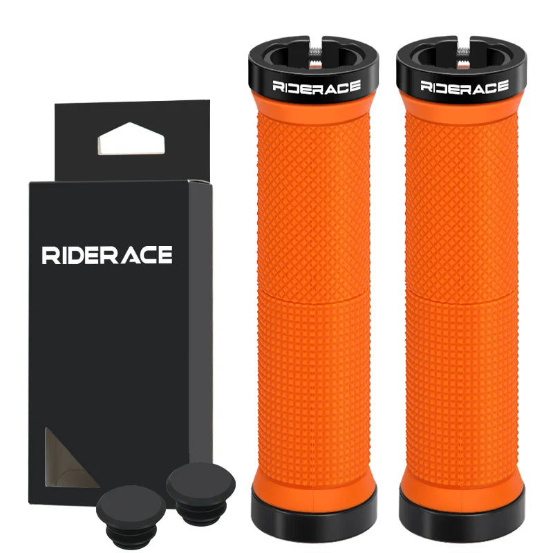 Lock‑on bicycle handlebar grips — shockproof, non‑slip ergonomic MTB mountain bike grips with durable rubber construction; comfortable cycling handlebar covers