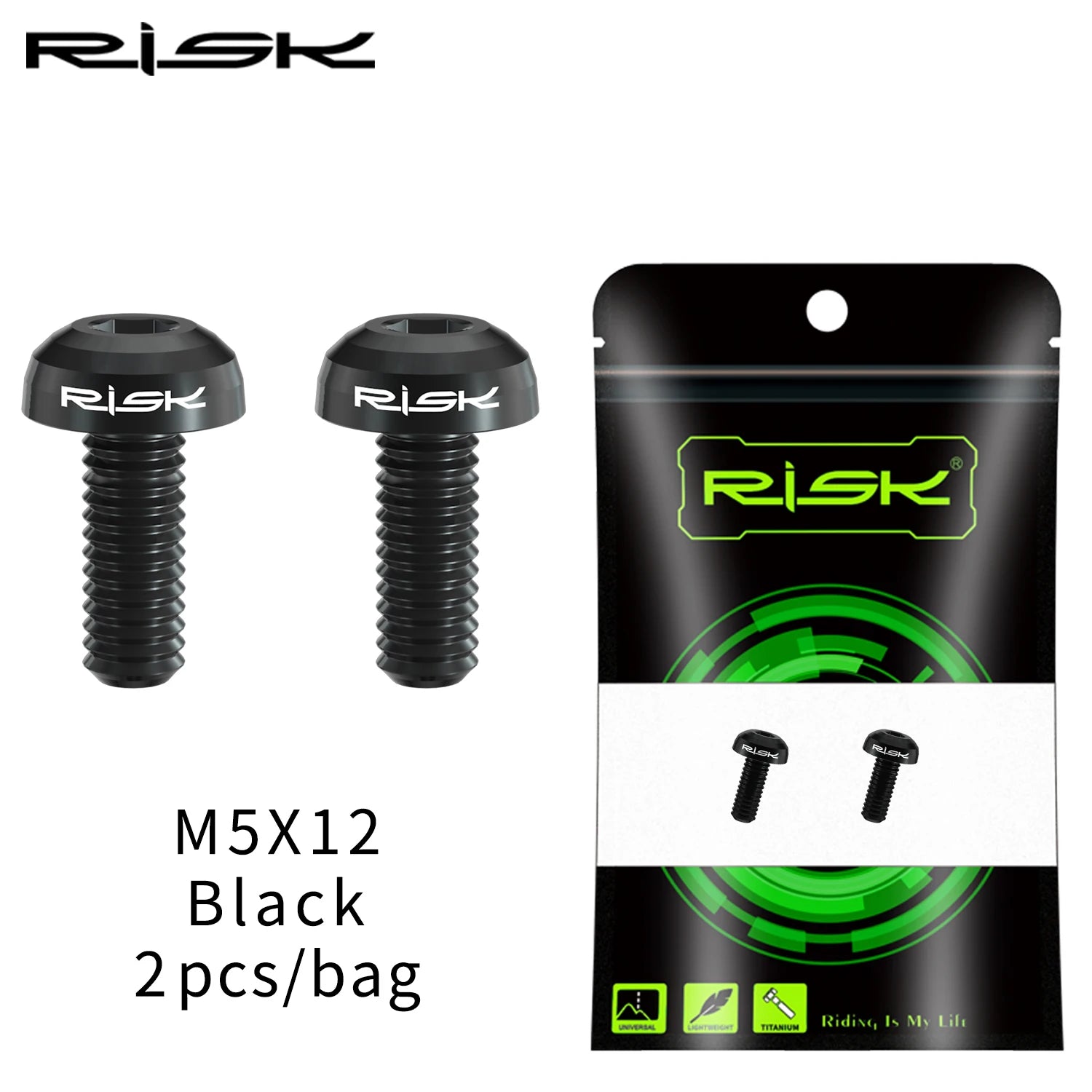 M5×12 mm titanium bottle‑cage bolts — lightweight Ti screws for road/MTB water bottle holders, air‑pump mounts, and accessory fixing points