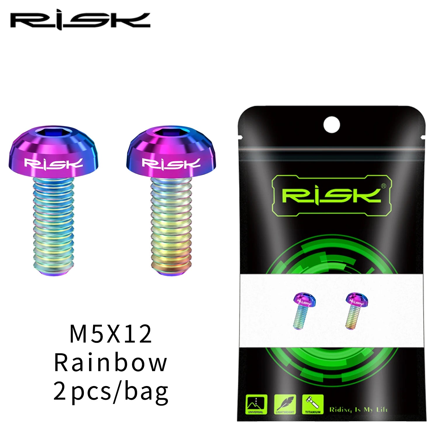 M5×12 mm titanium bottle‑cage bolts — lightweight Ti screws for road/MTB water bottle holders, air‑pump mounts, and accessory fixing points