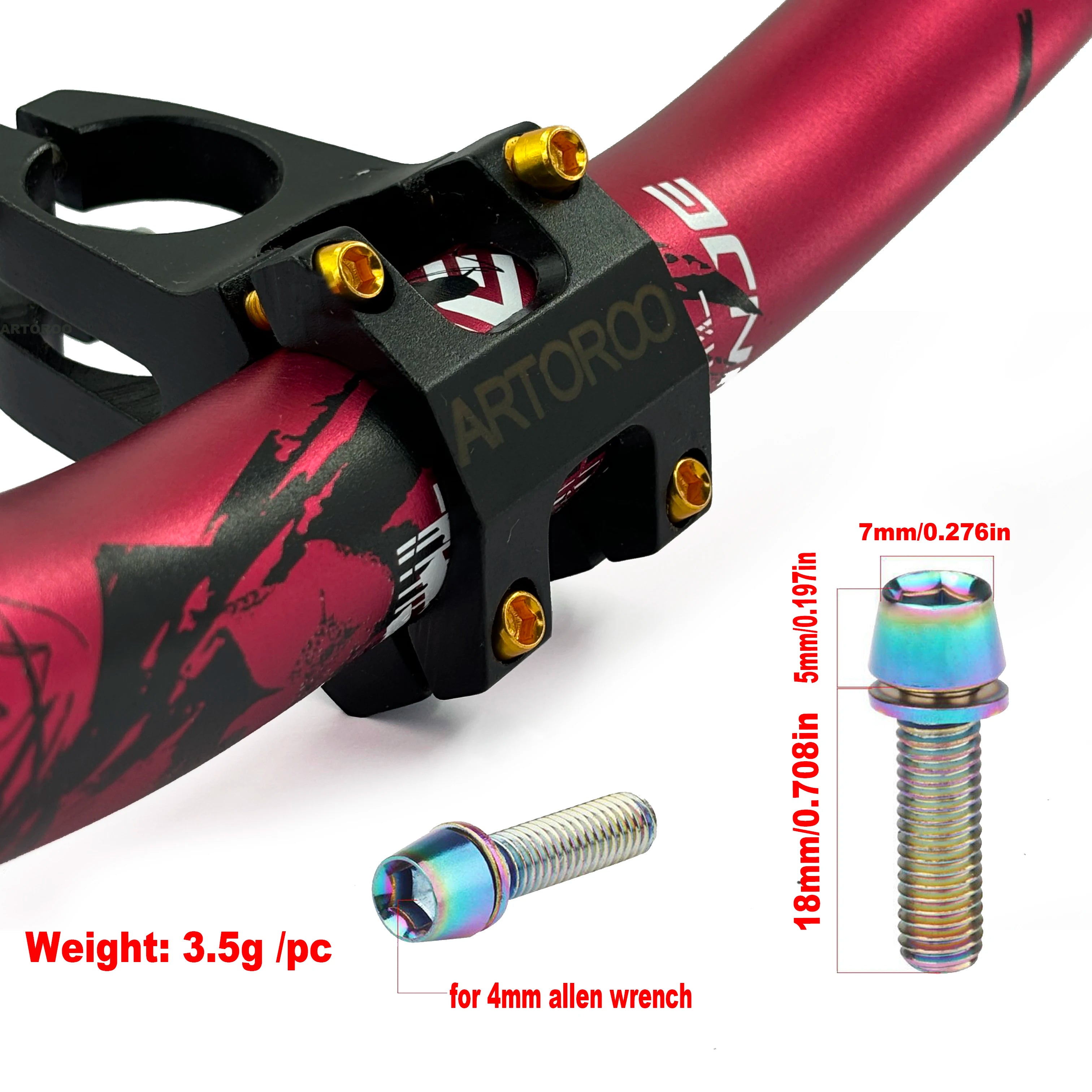 6PCS Bike Stem M5 Alloy Steel Bolts, Bicycle Stem Bolts Screws, M5*18Mm Steel Bolts for Bicycle Updating