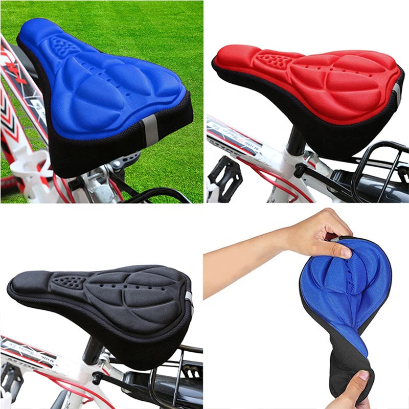 Bicycle Saddle 3D Soft Cycling Seat Cover MTB Mountain Bike Thickene Sponge Pad Outdoor Breathable Cushion 28X16Cm 4 Colors