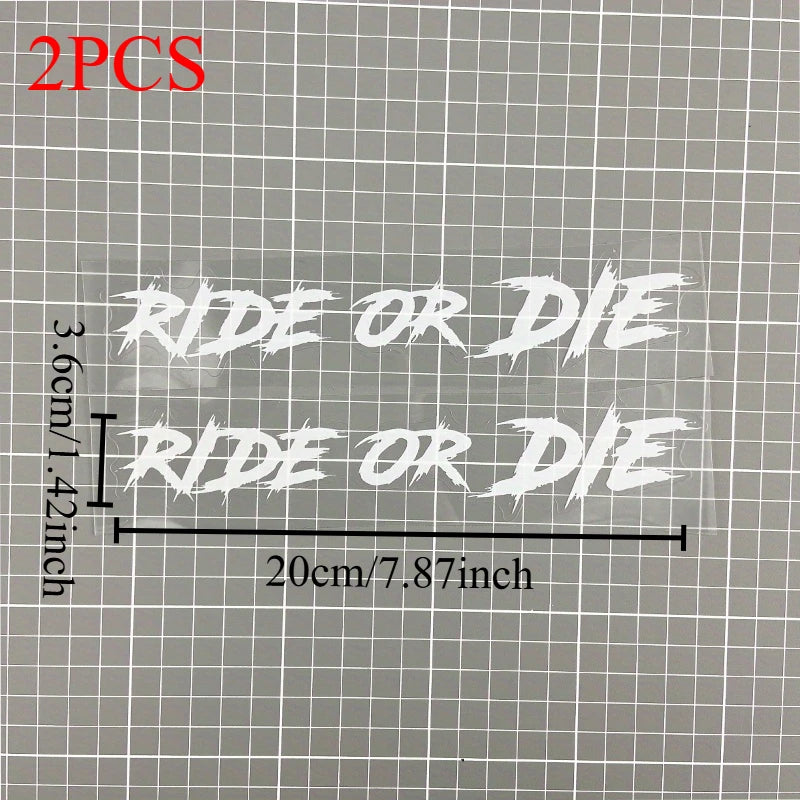 2PCS Ride or Die Motorcycle Helmet Stickers Waterproof for Motorbike Helmets Lenses Fuel Tank Bicycle Scooter Vinyl Decals
