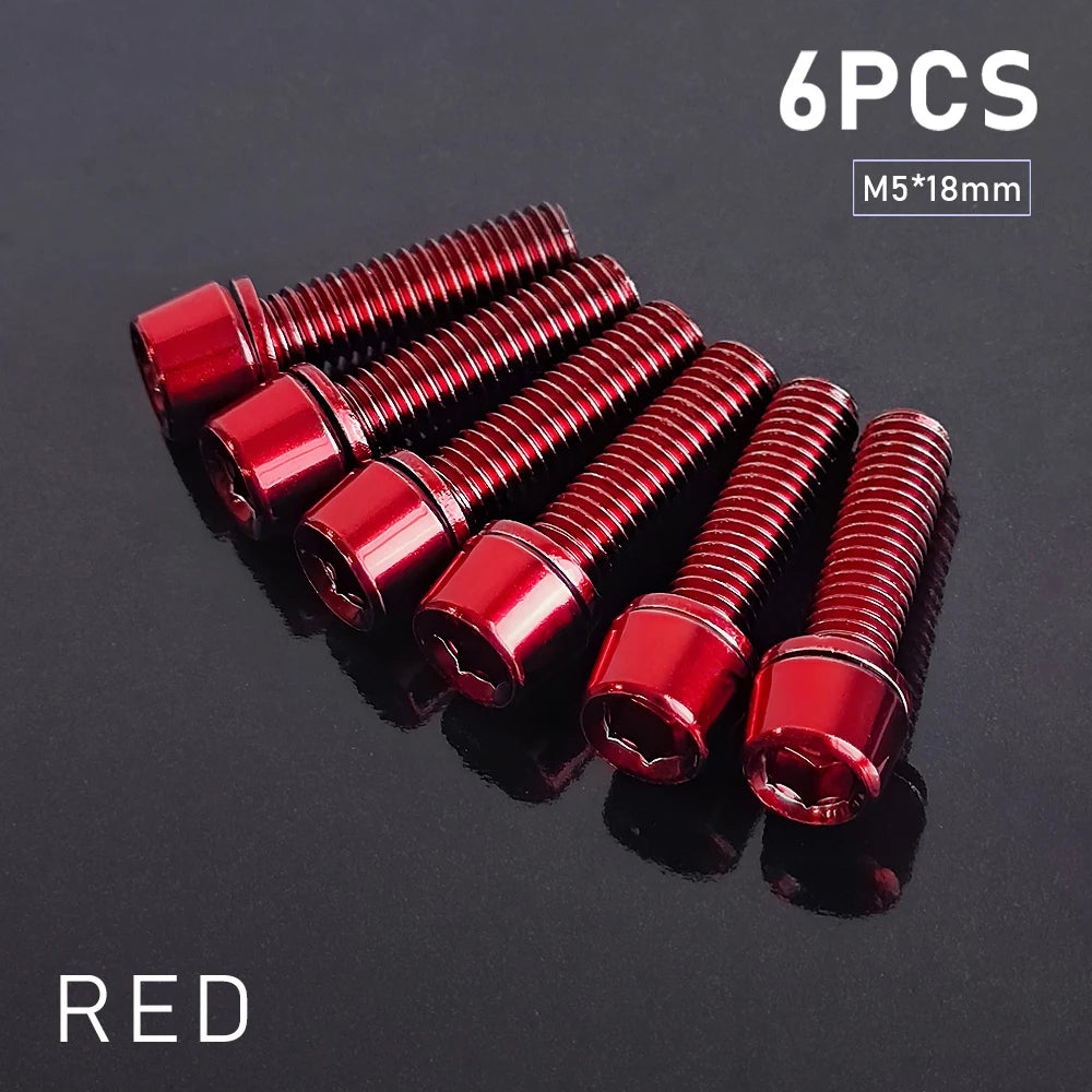6/8‑pcs M5×18 mm bike stem screws — alloy‑steel bolts with 4 mm Allen heads for MTB/road bicycle handlebar stems; durable replacement parts